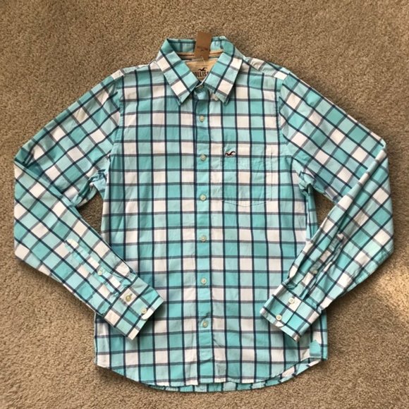 Hollister Other - Men's Hollister Teal and White Checkered Button Up